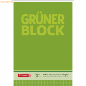 10 x Brunnen Briefblock Der grüne Block A4 60g/qm kariert 50 Blatt