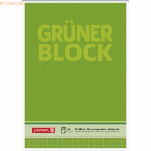 10 x Brunnen Briefblock Der grüne Block A4 60g/qm rautiert 50 Blatt