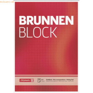 10 x Brunnen Briefblock Brunnenblock A4 70g/qm kariert 50 Blatt