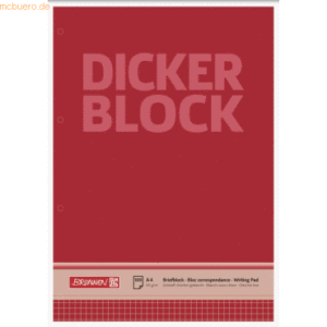 5 x Brunnen Briefblock Der dicke Block A4 60g/qm kariert 4-fach geloch