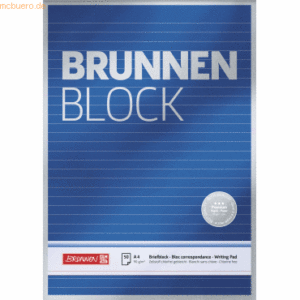 10 x Brunnen Schreiblock Brunnen-Block A4 90g VE=50 Blatt liniert