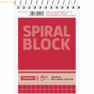 20 x Brunnen Spiralnotizblock A7 kariert 50 Blatt