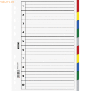 Brunnen Register A4 10-teilig Kunststoff blanko weiß farbige Taben