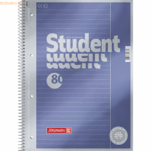 5 x Brunnen Collegeblock Premium Student A4 90g/qm 80 Blatt Lineatur 2