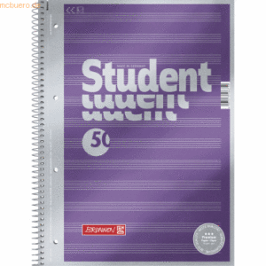 5 x Brunnen Collegeblock Premium Student A4 90g/qm 50 Blatt Noten