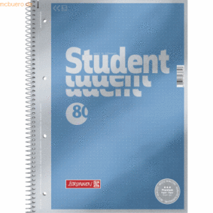 5 x Brunnen Collegeblock Premium Student A4 90g/qm 80 Blatt Dot-Lineat