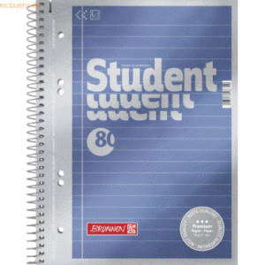 5 x Brunnen Collegeblock Premium Student A5 90g/qm 80 Blatt liniert