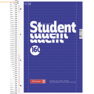 5 x Brunnen Collegeblock Student A4 70g/qm 160 Blatt Lineatur 27