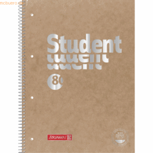 5 x Brunnen Collegeblock Student Pressspan A4 90g/qm 80 Blatt Lineatur