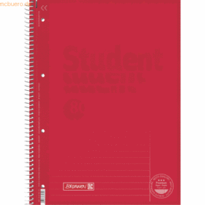 5 x Brunnen Collegeblock Student A4 90g/qm 80 Blatt Lineatur 25 red