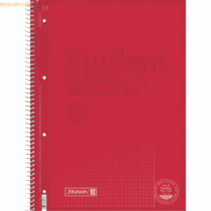 5 x Brunnen Collegeblock Student A4 90g/qm 80 Blatt Lineatur 26 red