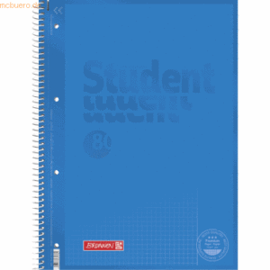 5 x Brunnen Collegeblock Student A4 90g/qm 80 Blatt Lineatur 26 azur