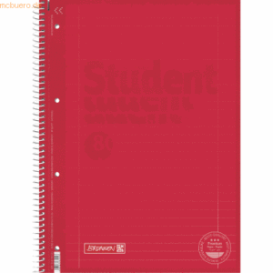 5 x Brunnen Collegeblock Student A4 90g/qm 80 Blatt Lineatur 27 red