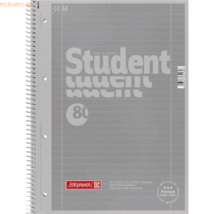 5 x Brunnen Kollegblock Student Colour Code A4 90g/qm 80 Blatt silver