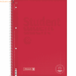 5 x Brunnen Collegeblock Student A4 90g/qm 80 Blatt Lineatur 28 red