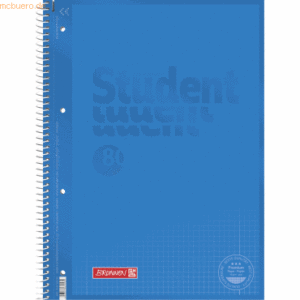 5 x Brunnen Collegeblock Student A4 90g/qm 80 Blatt Lineatur 28 azur