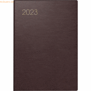 Brunnen Taschenkalender 7x10cm 1 Woche/2 Seiten Leder bordeaux 2023