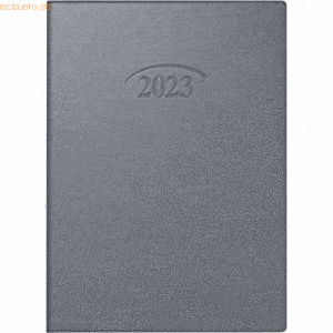 Brunnen Taschenkalender 736 10x14cm 1 Tag/Seite Kunststoff silber 2023