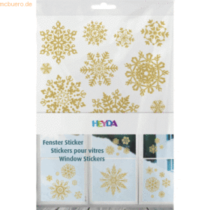 10 x Heyda Fenster-Sticker A4 Kristalle 3 Bögen goldfarben