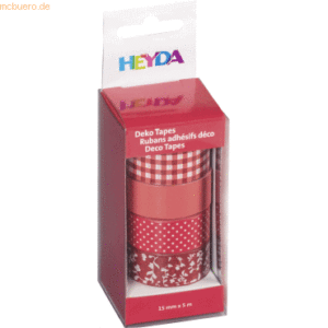 5 x Heyda DekoTape Papier 15mmx5m VE=4 Stück sortiert red