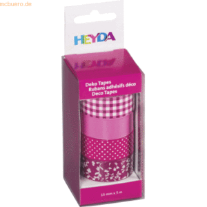 5 x Heyda DekoTape 15mmx5m VE=4 Stück sortiert pink
