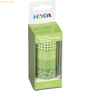 5 x Heyda DekoTape Papier 15mmx5m VE=4 Stück sortiert kiwi