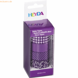 5 x Heyda DekoTape Papier 15mmx5m VE=4 Stück sortiert purple