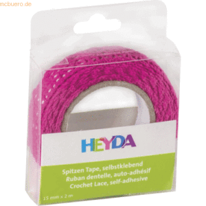6 x Heyda Spitzentape 15mmx2m Baumwolle pink
