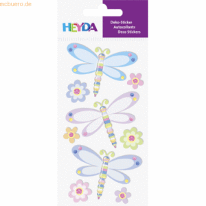 6 x Heyda Sticker-Etikett Libellen 9 Stück bunt