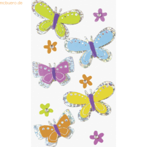 6 x Heyda Sticker-Etikett Schmetterlinge 10 Stück bunt