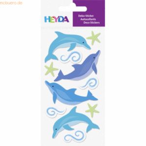 6 x Heyda Sticker-Etikett Delfine 11 Stück bunt