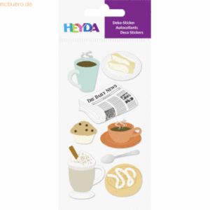 6 x Heyda Sticker-Etikett Kaffee 7 Stück bunt