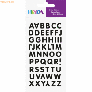 6 x Heyda Sticker-Etikett Buchstaben schwarz 55 Stück bunt