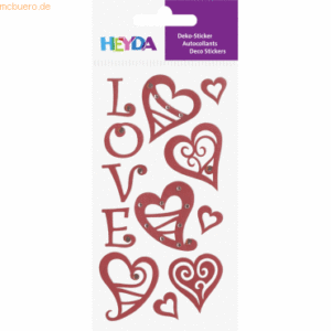 6 x Heyda Sticker-Etikett Herzen 8 Stück bunt