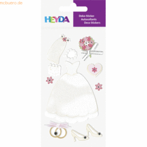 6 x Heyda Sticker-Etikett Hochzeitskleid 8 Stück bunt