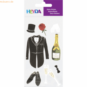 6 x Heyda Sticker-Etikett Hochzeitsfrack 9 Stück bunt