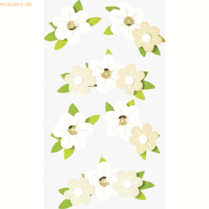 6 x Heyda Sticker-Etikett Blumen weiß 6 Stück bunt