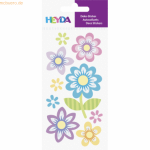 6 x Heyda Sticker-Etikett Blumen groß 9 Stück bunt