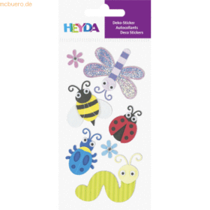 6 x Heyda Sticker-Etikett Insekten 6 Stück bunt