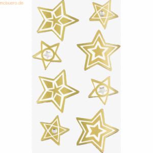 6 x Heyda Sticker-Etikett Goldsterne 8 Stück bunt
