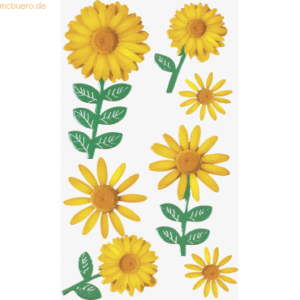 6 x Heyda Sticker-Etikett Blumen gelb 6 Stück 4-farbig