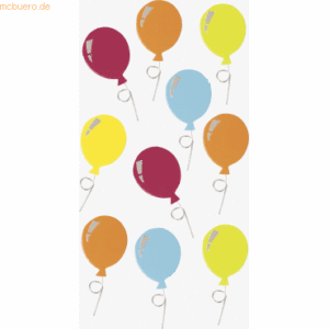 6 x Heyda Sticker-Etikett Ballons 9 Stück 4-farbig