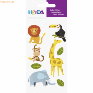 6 x Heyda Sticker-Etikett Zootiere 8 Stück 4-farbig