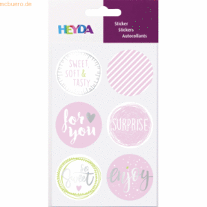 6 x Heyda Sticker Sweet rund rosa