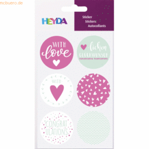 6 x Heyda Sticker Love rund