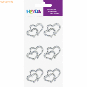 6 x Heyda Sticker-Etikett Acrylsteinen Herzen rund glasklar 6 Stück