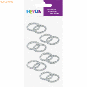 6 x Heyda Sticker-Etikett Acrylsteinen Ringe rund glasklar 6 Stück