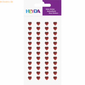 6 x Heyda Sticker-Etikett Acrylsteinen Miniherz rund rot 48 Stück