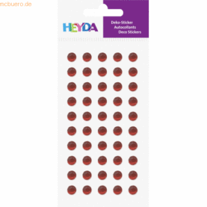 6 x Heyda Sticker-Etikett Acrylsteinen Strass rund rot 50 Stück