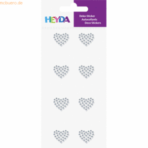 6 x Heyda Sticker-Etikett Acrylsteinen Herz rund glasklar 8 Stück